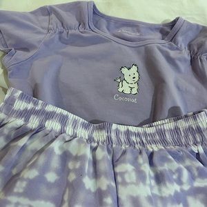 American Girl size M lavender top and Marika shorts size 10/12.